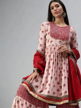 Women's Peach Printed Kurta Sets-FS2349-Peach